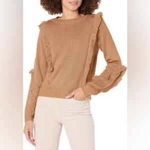 BCBGeneration Camel Colored Ruffled Sweater - Size Large / L